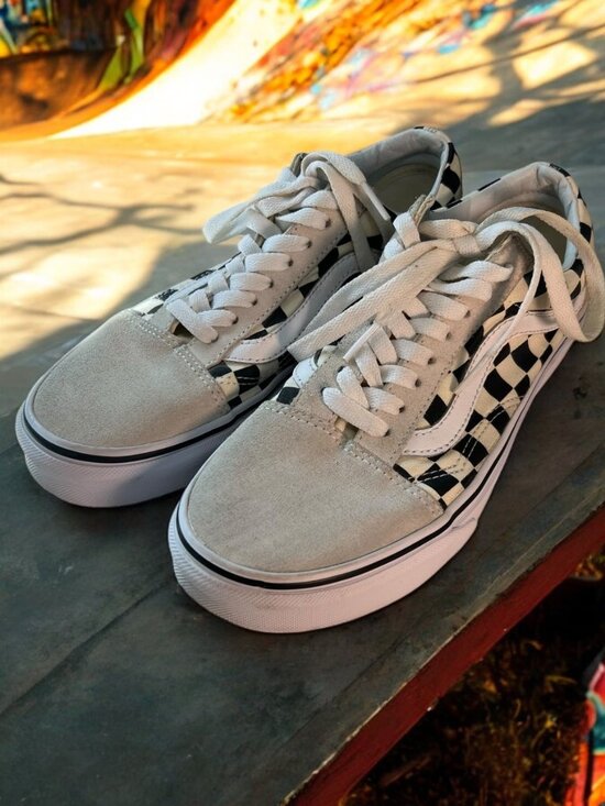 Vans Old Skool Checkerboard Sneakers Size 8 Women Y2K Skate Streetwear Grunge - Picture 1 of 8